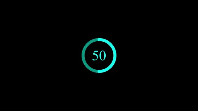 Teal loading circle with number 100 on black background