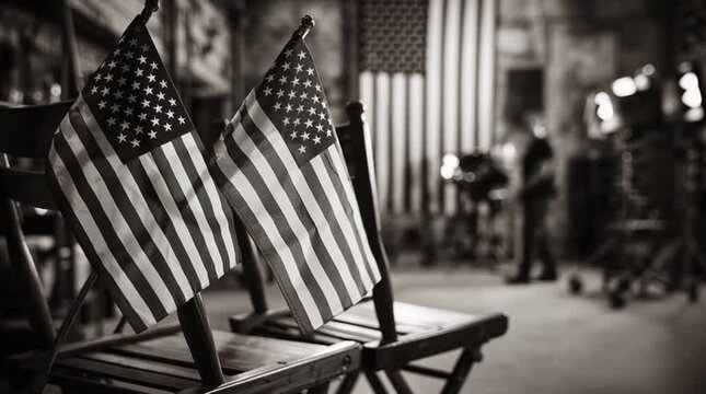 Studio portrait with flags subtly visible in the background, maintaining a neutral political tone, clean composition, and balanced lighting for editorial or institutional use.
