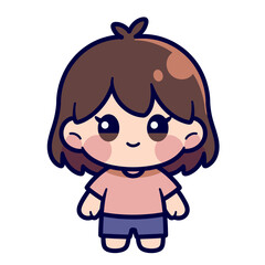 Obraz premium Cute cartoon girl character vector illustration