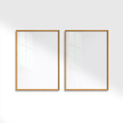 Obraz premium Minimal Poster Frame Mockup Set on Neutral Colored Backgrounds with Soft Window Light