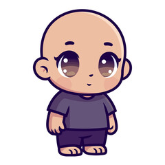 Obraz premium Vector cartoon baby character with big eyes