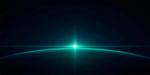 A digital art design featuring a glowing blue planet earth amidst an abstract space background with motion lines, light rays, and energy waves across a dark night backdrop © nur