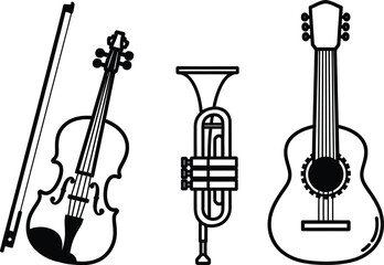 Fototapeta premium Cinco de mayo music instruments violin trumpet guitar