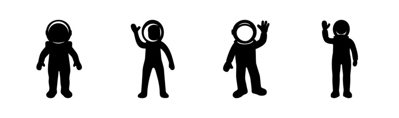 Obraz premium Set of 4 astronaut icons vector