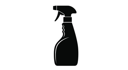 Black spray bottle illustration against a white background a striking silhouette © Lhvect02