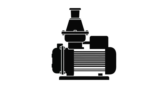 Black silhouette of an industrial pump detailed mechanical design silhouette