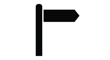 Simple black signpost with a directional arrow stark silhouette © Lhvect02