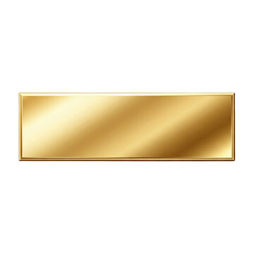 Shiny gold rectangle with thin border isolated on transparent background