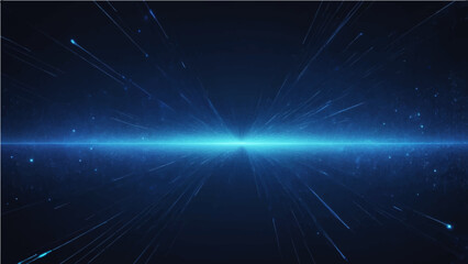 A vast nebula glows within a dark blue cosmos where bright stars and a distant planet illuminate the infinite outer space of a fantasy galaxy © SAHAD