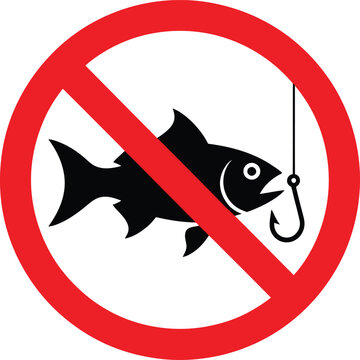 Prohibition sign indicating no fishing allowed in the area