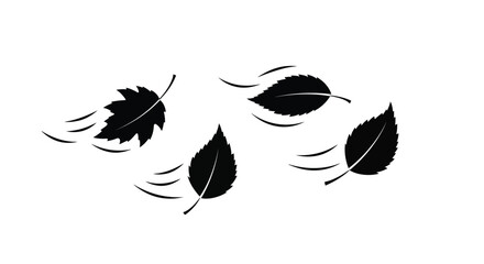 Falling leaves gracefully drift in the wind a striking silhouette © Lhvect02