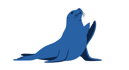 Blue Seal Posing with Flippers Raised on White Background © ANDREAS99