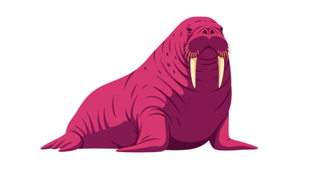 Pink Walrus Illustration on White Background © ANDREAS99