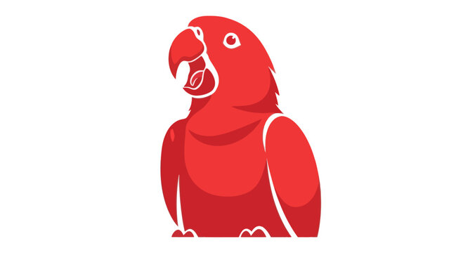 Stylized Red Parrot Silhouette Icon on White Background