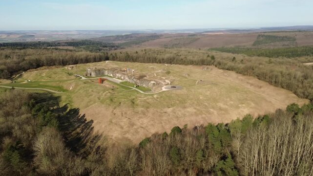 Vue a&eacute;rienne du Fort de Douaumont, champ de bataille de Verdun, France