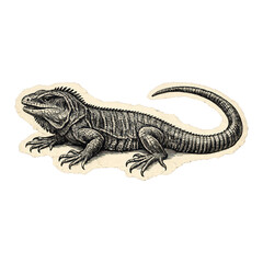 Fototapeta premium PNG Detailed vintage iguana illustration.