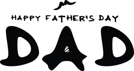 Happy Father’s Day dad typography vector with mustache doodle, hand drawn lettering illustration for fathers day greeting card, poster or celebration design isolated on white background © sobuj