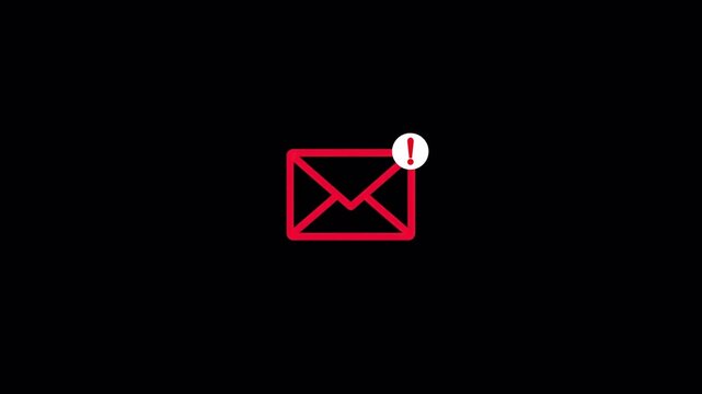  Email Notification Alert with Exclamation Mark for Important Message or Warning. notification alert animation icon in 4K
