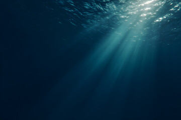 Obraz premium Sunlight rays shining through ocean water surface
