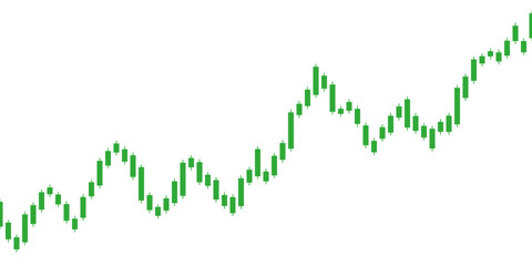 Stock trade chart. Trading graph. Green candle forex market isolated on white background. Candlestick investment finance. Stockmarket price. Profit business. Invest design. Trend. Vector illustration