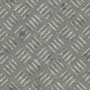 Metal diamond plate steel floor texture, seamless industrial pattern