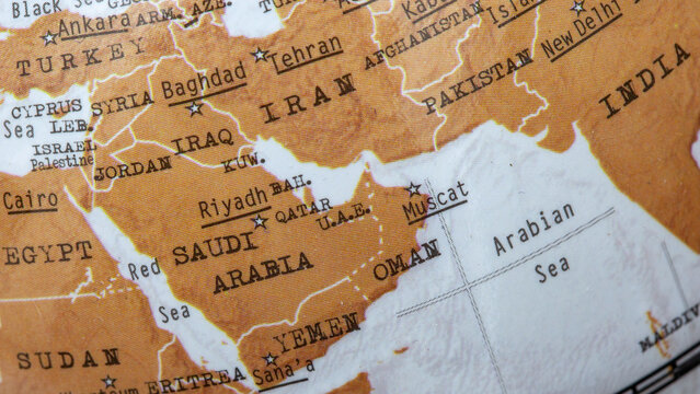 Middle East Map Showing Saudi Arabia Iran and Persian Gulf Oil Region