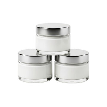 Stack of three modern cylindrical metal containers with matching lids