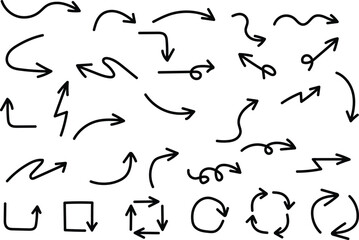 Hand-drawn Arrow Set, Vector Arrows, Curves And Circular Arrows For Vector Design