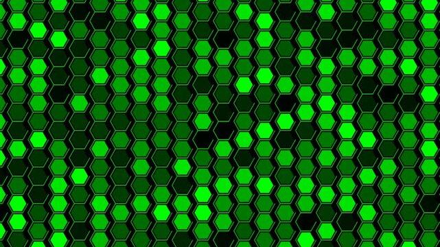 Dynamic Green Hexagonal Grid: Digital Data Network Background Loop