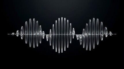 Abstract 3D Visualization of Sound Waves in Clear Glass, Illustrating Dynamic Audio Frequencies and Modern Digital Technology