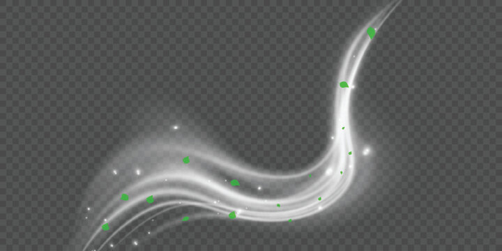 Fresh air flow wind clean breath spiral blue 3d background. Cool air fresh leaf swirl menthol realistic wind