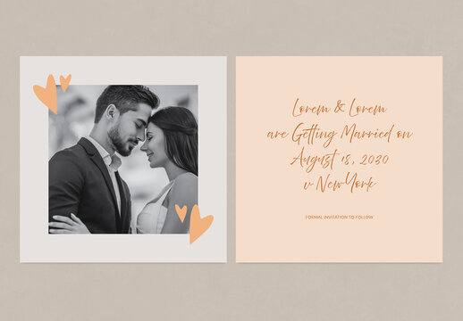 Save the Date Photo Template with Happy Hearts