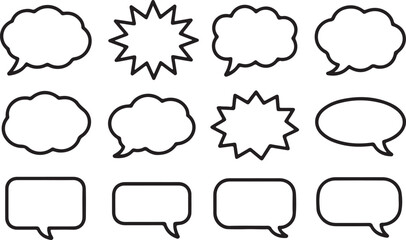Diverse comic style speech bubbles and thought clouds for communication elements