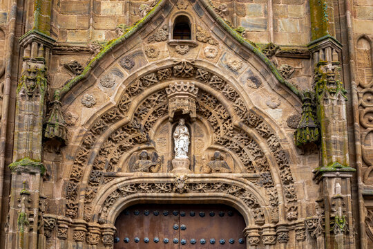 Gothic facade of the Church of Our Lady of Consolation, Azuaga, Badajoz, Extremadura, Spain