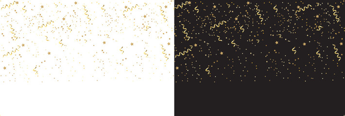 Fine Gold Dust Particle Confetti Falling on Black and Transparent Background Set for Luxury Celebration and Elegant Event Design © Coloropal
