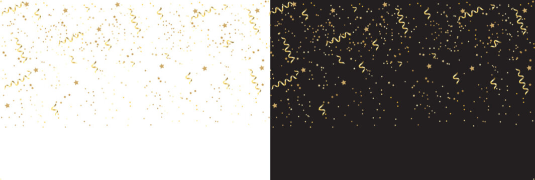 Fine Gold Dust Particle Confetti Falling on Black and Transparent Background Set for Luxury Celebration and Elegant Event Design