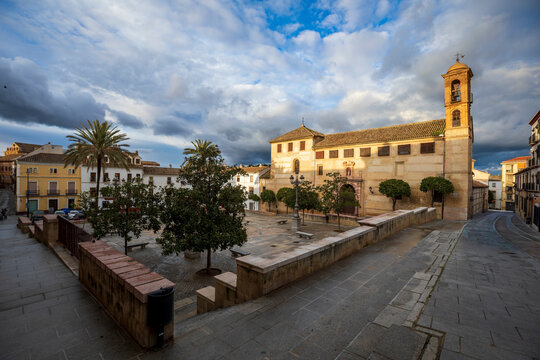 Plaza Coso Viejo in Antequera, Malaga, Andalusia, Spain, with sunset light