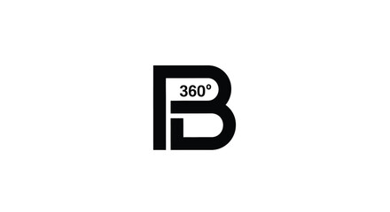 Bold letter b logo with 360 degree symbol striking silhouette © mst