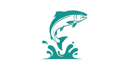 Obraz premium A stylized illustration of a fish jumping out of water in a dynamic motion