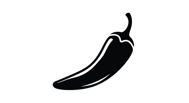 A striking black silhouette of a single chili pepper