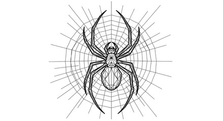 Obraz premium A detailed illustration of a spider in its web on a white background