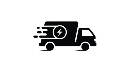 Fast delivery van with lightning bolt a striking black silhouette © mst