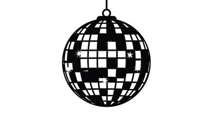 A striking black silhouette of a classic disco ball © mst