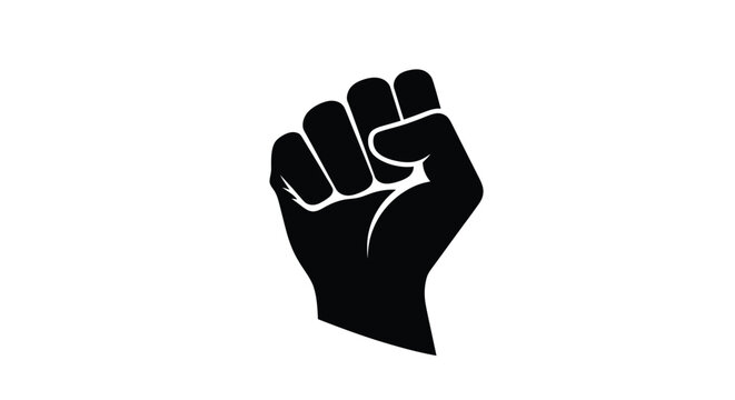 Raised fist symbolizing power resistance and solidarity a stark silhouette