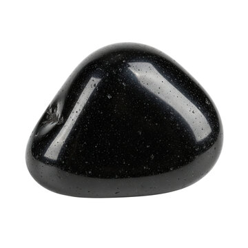 Sample of natural polished jet gem stone, isolated on transparent background. Mineraloid polished piece. Types of jemstones
