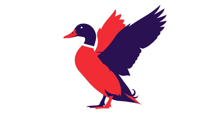 Obraz premium Stylized Duck Illustration with Wings Spread