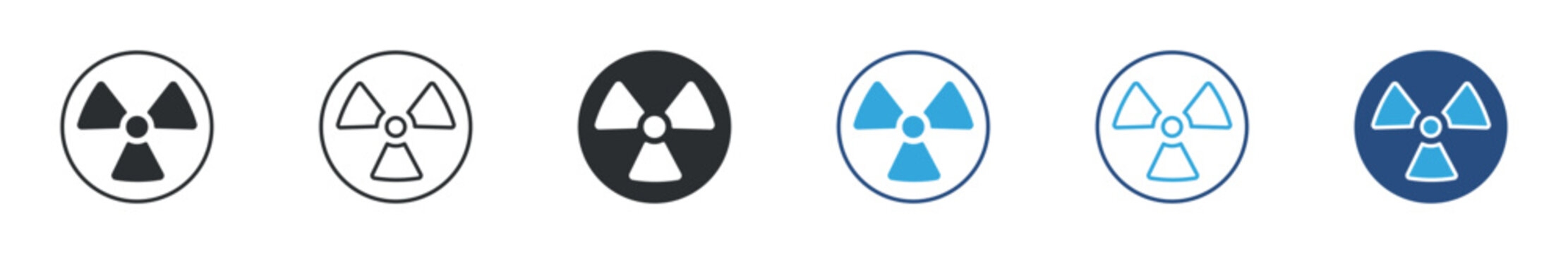 Radiation hazard icon set, nuclear warning symbol icon. Radioactive danger concept. Radiation safety sign. Vector illustration.