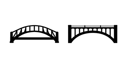 Obraz premium Two bridge silhouette vector designs showcasing architectural bridge construction styles and design elements