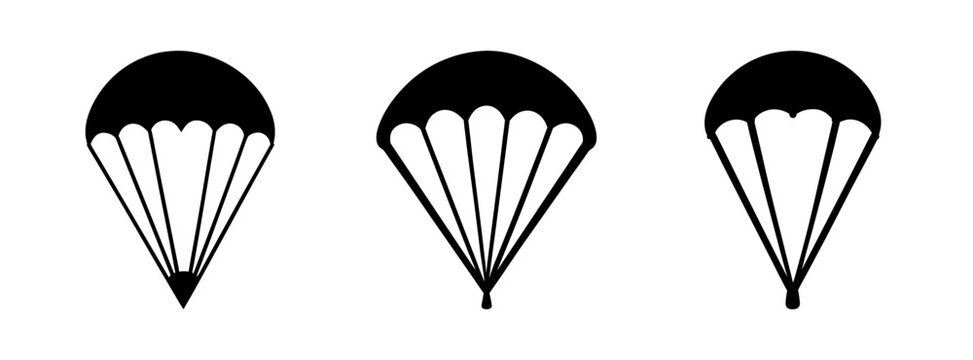 Explore different parachute designs black and white vector illustration for graphic design needs