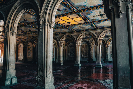 The underground level of the Bethesda Terrace in New York City's Central Park.